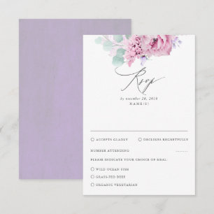 Dusty Purple Pink Floral Wedding RSVP
