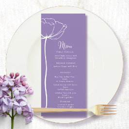 Dusty Purple White Bold Floral Moderno Menú simple
