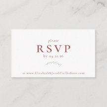 Dusty Red Berries y hojas Tarjeta RSVP de boda