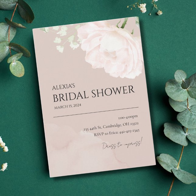Dusty Rosa acuarela Bridal Shower Invitación (Subido por el creador)