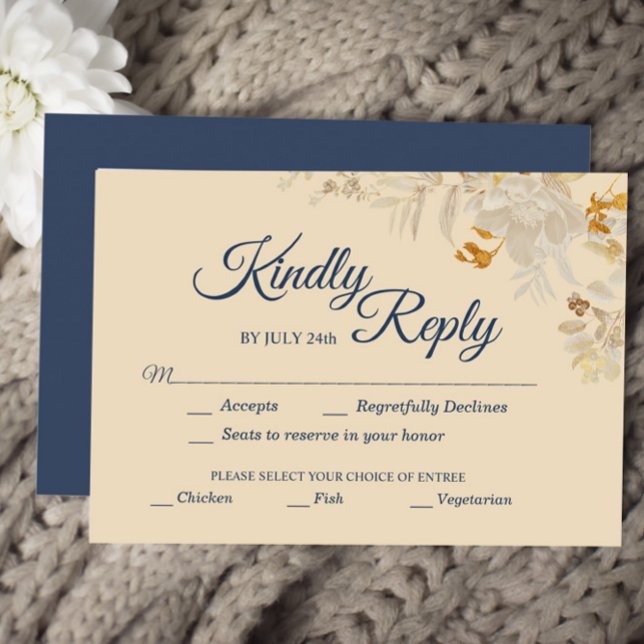 Dusty Rosa Autumn Boho boda opción de comida RSVP  (Subido por el creador)