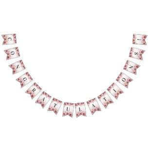 Dusty Rosa Bandera de Bunting Floral