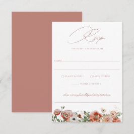 Dusty Rosa Boda Floral Otoño Tarjeta RSVP