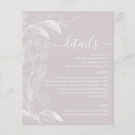 Dusty Rosa Botánica Detalles Tarjeta de Alojamient