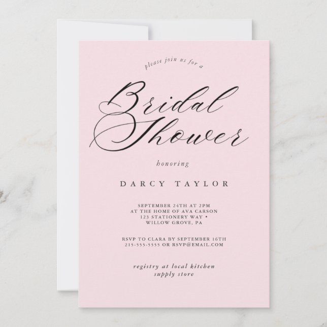 Dusty Rosa Bridal Shower Invitación (Anverso)