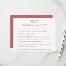 Dusty Rosa de opciones de invitado rosado RSVP Car
