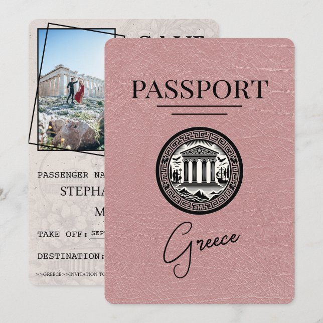 Dusty Rosa de pasaporte de Grecia salva la tarjeta (Anverso / Reverso)