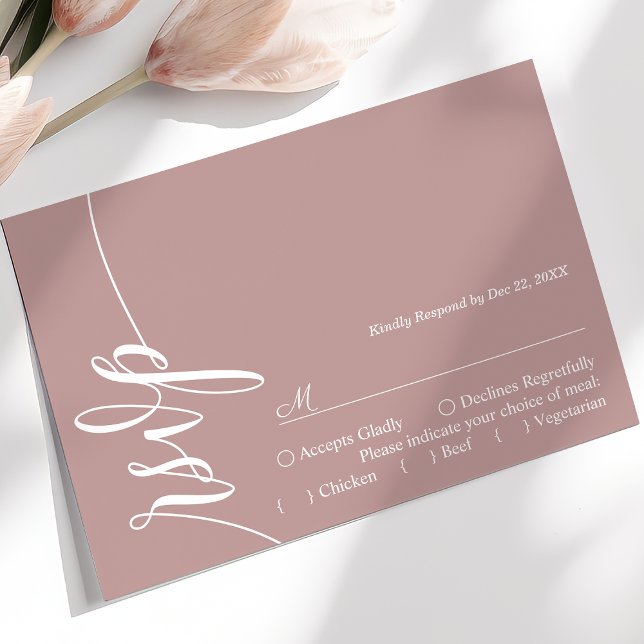 Dusty Rosa Elegante Caligrafía Boda Tarjeta RSVP (Subido por el creador)