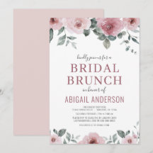Dusty Rosa Floral Bridal Brunch Invitación a ducha