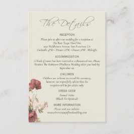 Dusty Rosa Floral Elegante Boda con tarjeta de det