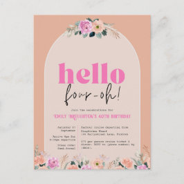Dusty Rosa floral "hola cuatro-oh" 40ª invitación