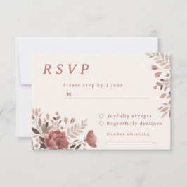 Dusty Rosa Floral Wedding Tarjeta RSVP