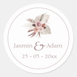 Dusty Rosa Pampas Boho Boda Sello para sobres