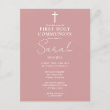 Dusty Rosa Pink First Holy Communition Invitación