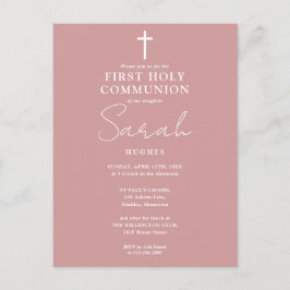 Dusty Rosa Pink First Holy Communition Invitación