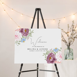 Dusty Rosa Plum Peony Floral Boda Bienvenida