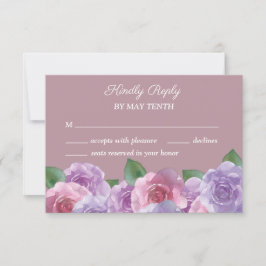Dusty Rosa Púrpura Boda Floral Rosa Tarjeta RSVP