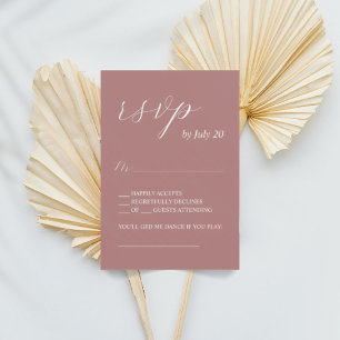Dusty rosa rsvp caligrafía boda tarjetas rsvp