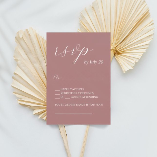 Dusty rosa rsvp caligrafía boda tarjetas rsvp (Subido por el creador)