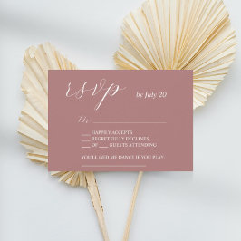 Dusty rosa rsvp caligrafía boda tarjetas rsvp