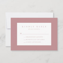 Dusty Rosa Rubor moderna Wedn Tarjeta RSVP