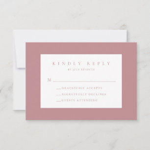 Dusty Rosa Rubor moderna Wedn Tarjeta RSVP