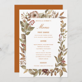 Dusty Rosa Sage Rust Fall Wedding Menu Card