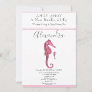 Dusty Rosa Seahorse Chica rosa Floral Baby Shower