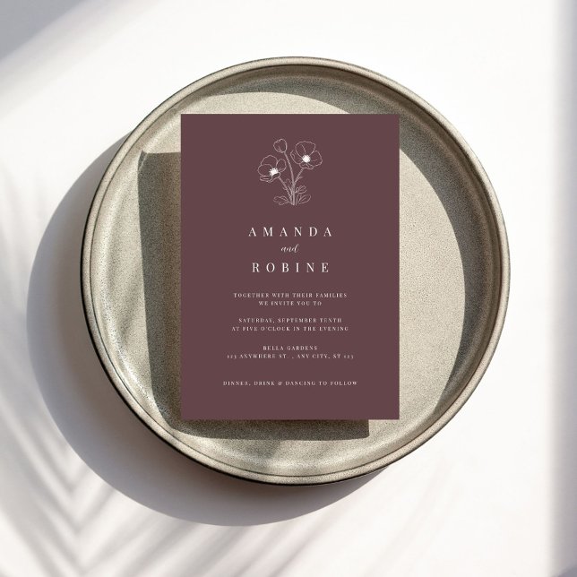 Dusty Rosa Simple Elegante Invitación a la Boda (Subido por el creador)