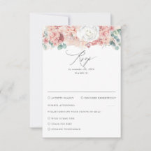 Dusty Rosa y Peach Floral Wedding RSVP