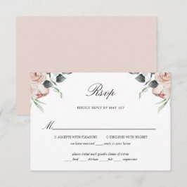 Dusty Rosas florales rosados Boda Tarjeta RSVP