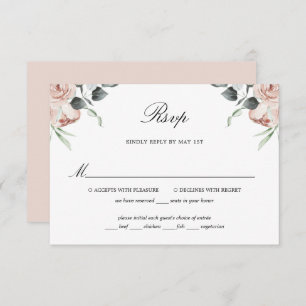 Dusty Rosas florales rosados Boda Tarjeta RSVP