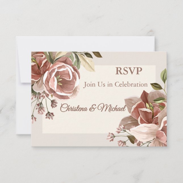 Dusty Rose Floral Wedding RSVP (Anverso)
