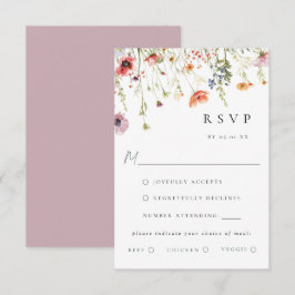 Dusty Rose Wildflower Wedding Meal Choice RSVP