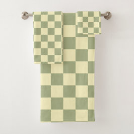 Dusty Sage Green and Butter Yellow Checkerboard