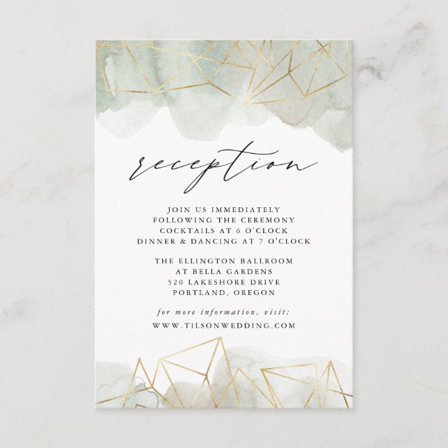 Dusty Sage Green Watercolor Wedding Recepción (Anverso)