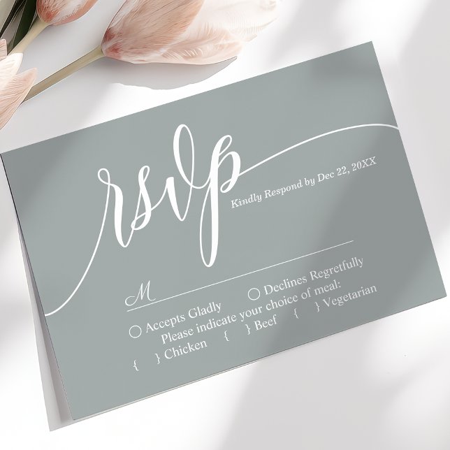 Dusty Sage Simple Script Wedding Tarjeta RSVP (Subido por el creador)