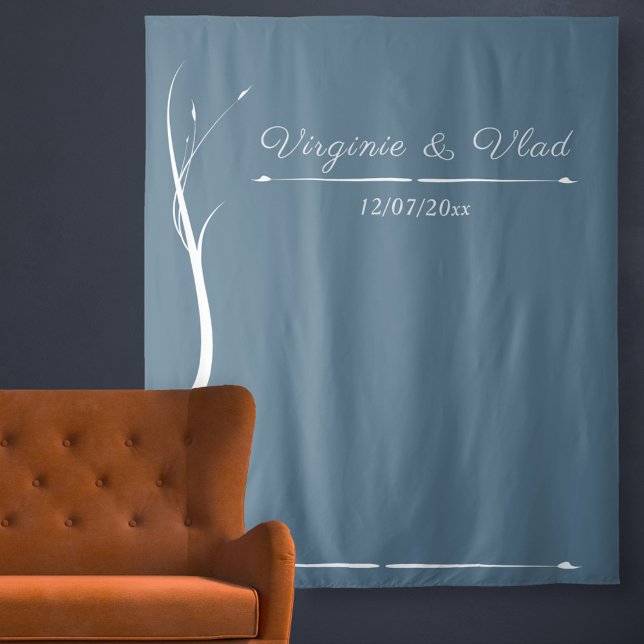 Dusty tapiz Boda azul y fondo de cuerpo fotográfic (Dusty Blue Wedding Tapestry & Photo Booth Backdrop)