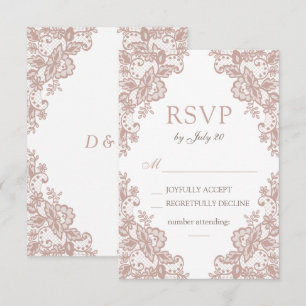 Dusty tarjeta rsvp de boda de encaje rosa