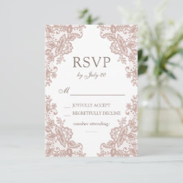 Dusty tarjeta rsvp de boda de encaje rosa