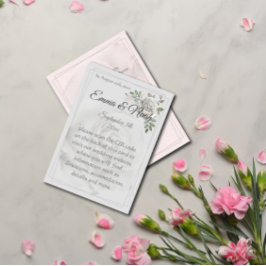 Dusty White Roses Boda Detalles Tarjeta de Gabinet