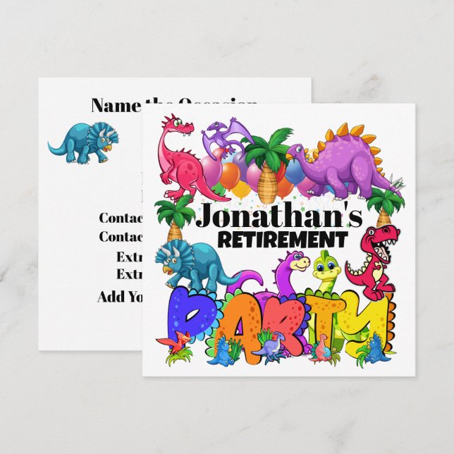 DYNAMITE-O-SAURUS INVITACIÓN DE DINOSAURIO (Anverso / Reverso)