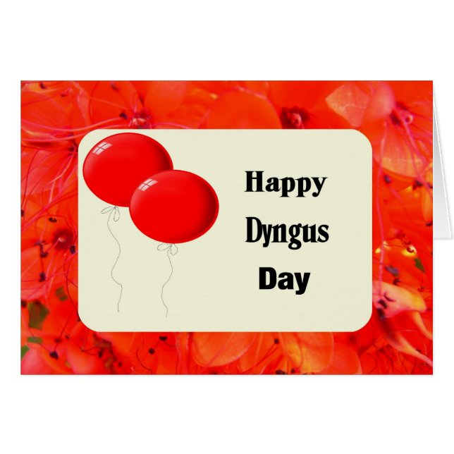 Dyngus Day Card Globos Rojos y Frontera (Anverso (Horizontal))