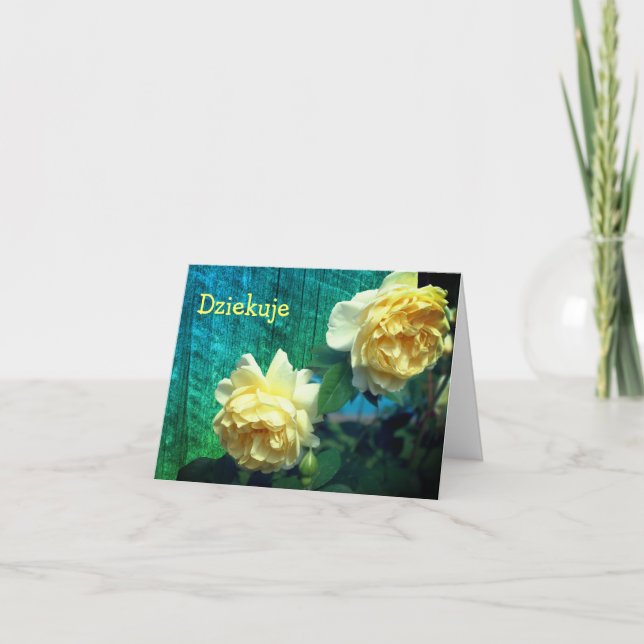 Dziekuje polaco gracias tarjeta rosas amarillas (Anverso)