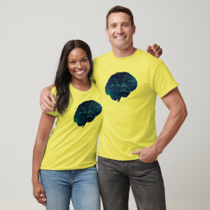 e celebra la camiseta azul del cerebro de