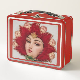 e Lady – Arte Floral Persa Maleta de Viaje Roja