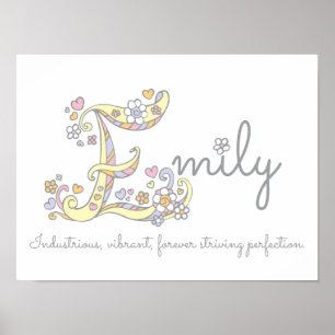 E monograma arte Emily chicas nombre un poster