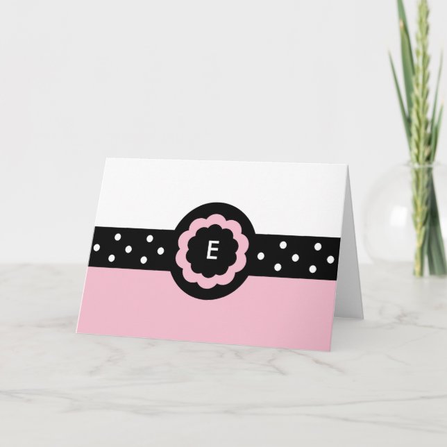E: Monograma E Tarjeta Rosa y Blanca con Punto (Anverso)