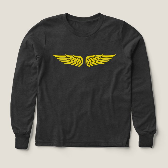 Eagle wing golden print Kids' Long Sleeve Shirt (Diseño frontal)