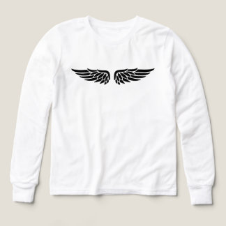 Eagle wing print black Kids' Long Sleeve Shirt
